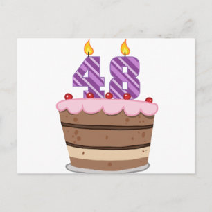 Age 48 on Birthday Cake Postcard