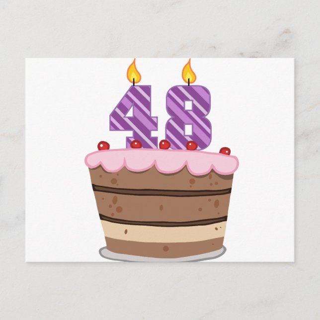 Age 48 on Birthday Cake Postcard (Front)