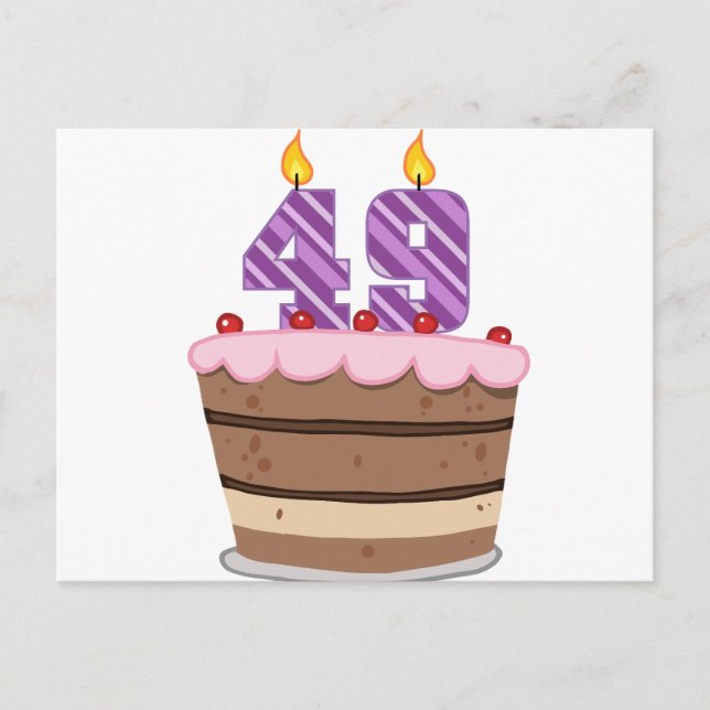Age 49 on Birthday Cake Postcard (Front)