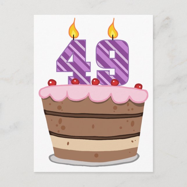 Age 49 on Birthday Cake Postcard (Front)