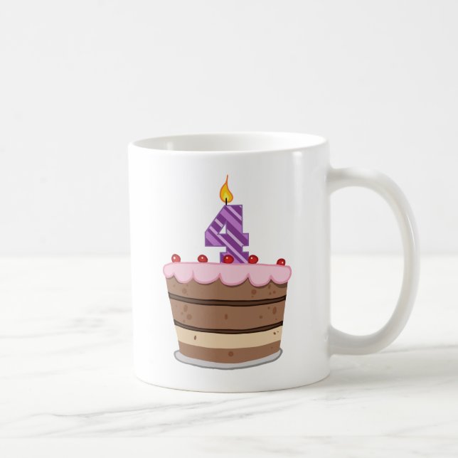 Age 4 on Birthday Cake Coffee Mug (Right)