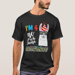 Age 4 Year Old Birth Llama Puzzle April Autism Awa T-Shirt