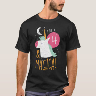 Age 4 Year Old Cute Animal Birth Born Cute Magical T-Shirt