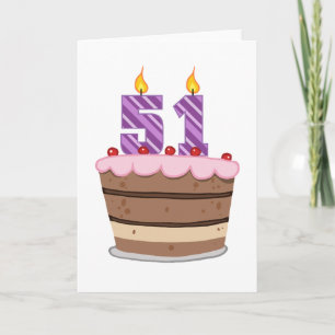 Age 51 on Birthday Cake Card