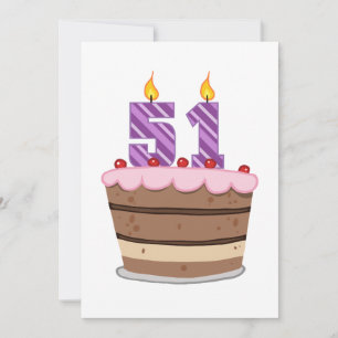 Age 51 on Birthday Cake Card