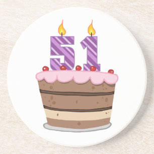 Age 51 on Birthday Cake Coaster