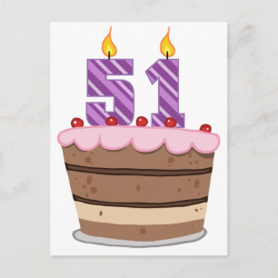 Age 51 on Birthday Cake Postcard