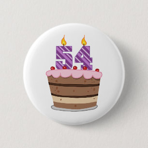Age 54 on Birthday Cake 6 Cm Round Badge