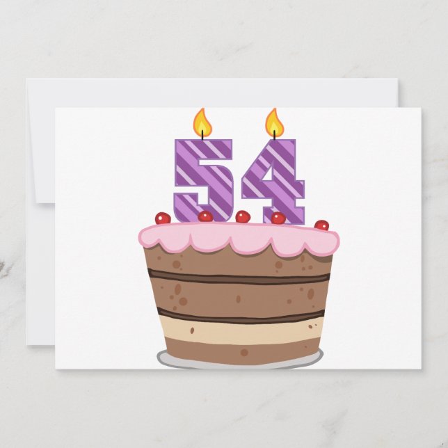 Age 54 on Birthday Cake Card (Front)