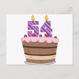 Age 54 on Birthday Cake Postcard