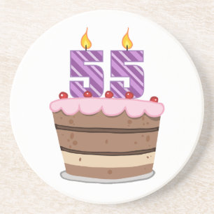 Age 55 on Birthday Cake Coaster