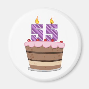 Age 55 on Birthday Cake Magnet