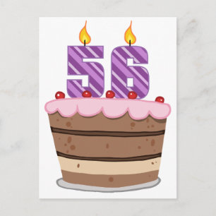 Age 56 on Birthday Cake Postcard