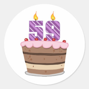Age 59 on Birthday Cake Classic Round Sticker