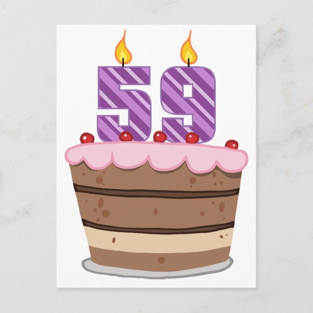 Age 59 on Birthday Cake Postcard (Front)