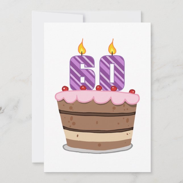 Age 60 on Birthday Cake Card (Front)