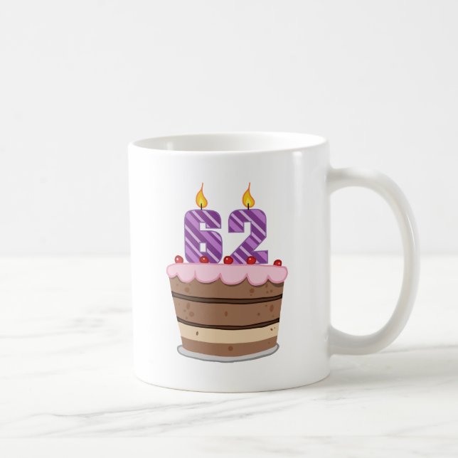 Age 62 on Birthday Cake Coffee Mug (Right)