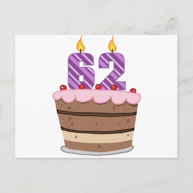 Age 62 on Birthday Cake Postcard (Front)