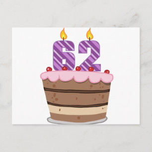 Age 62 on Birthday Cake Postcard