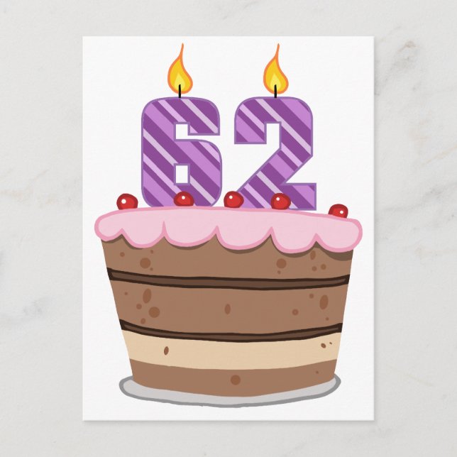 Age 62 on Birthday Cake Postcard (Front)