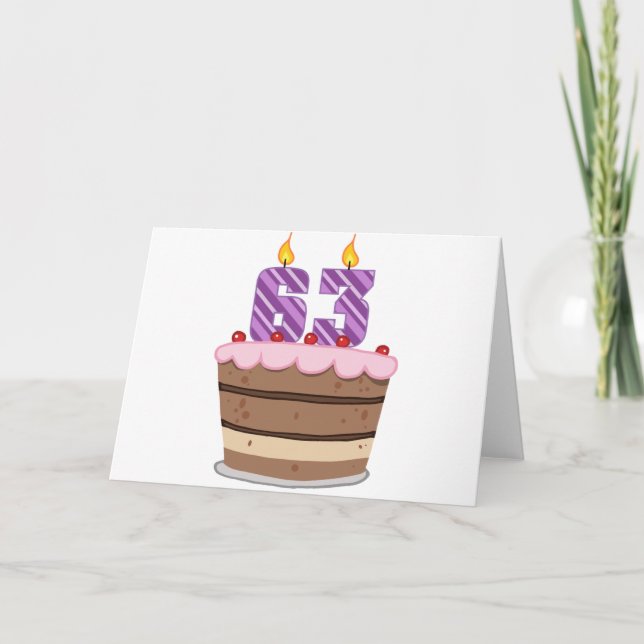 Age 63 on Birthday Cake Card (Front)