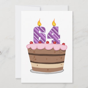 Age 64 on Birthday Cake Card