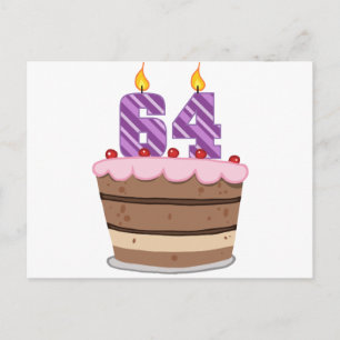 Age 64 on Birthday Cake Postcard