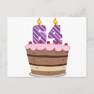 Age 64 on Birthday Cake Postcard