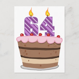 Age 64 on Birthday Cake Postcard