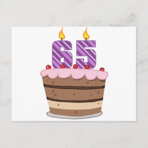 Age 65 on Birthday Cake Postcard