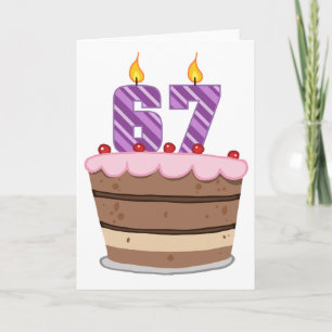Age 67 on Birthday Cake Card