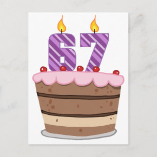 Age 67 on Birthday Cake Postcard