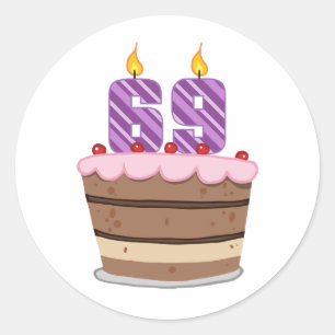 Age 69 on Birthday Cake Classic Round Sticker
