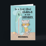 Age 6 Great Grandson Birthday Beach Funny Racoon Card<br><div class="desc">We encourage you to use this card to send 6th birthday greetings to a dear great grandson soon. The cool racoon on the cover will help you share a fun birthday message for him. If you want to order this,  do not forget to customise the front with his name.</div>