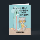 Age 6 Great Grandson Birthday Beach Funny Racoon Card<br><div class="desc">We encourage you to use this card to send 6th birthday greetings to a dear great grandson soon. The cool racoon on the cover will help you share a fun birthday message for him. If you want to order this,  do not forget to customise the front with his name.</div>