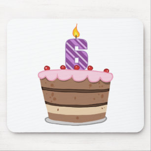 Age 6 on Birthday Cake Mouse Mat