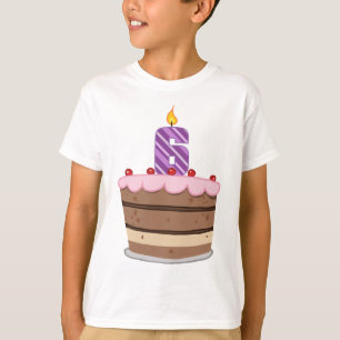 Age 6 on Birthday Cake T-Shirt