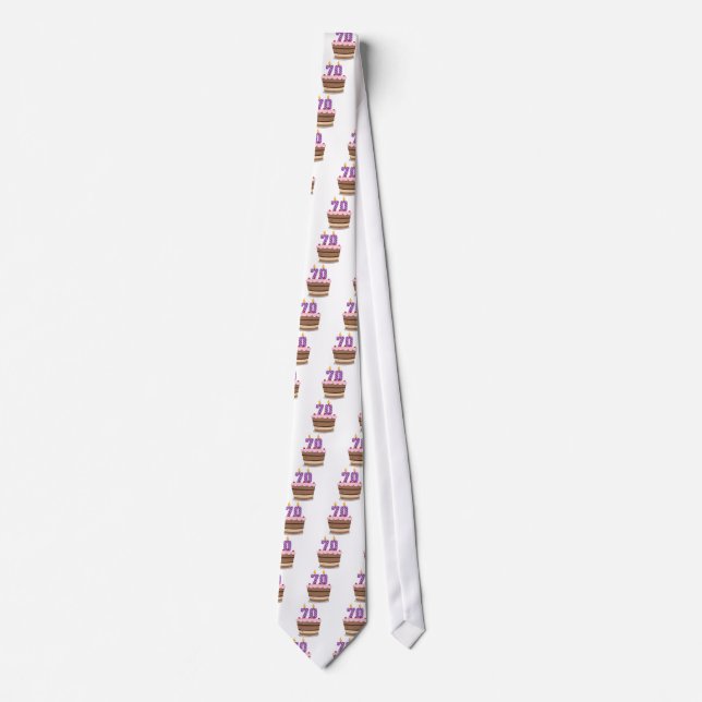 Age 70 on Birthday Cake Tie (Front)