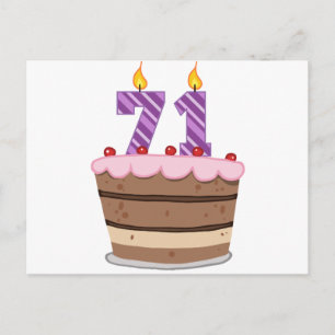 Age 71 on Birthday Cake Postcard