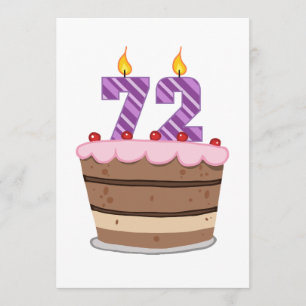 Age 72 on Birthday Cake Card