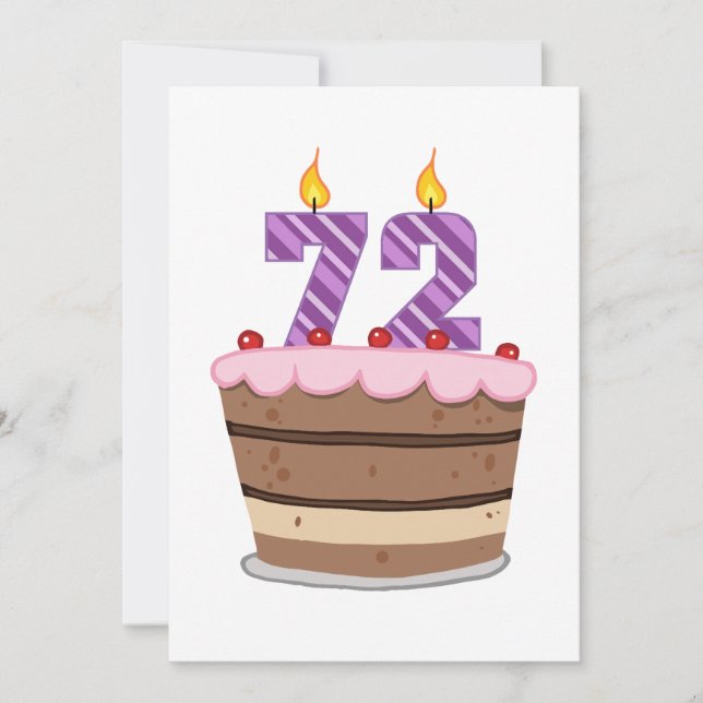 Age 72 on Birthday Cake Card (Front)