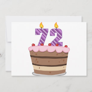 Age 72 on Birthday Cake Card
