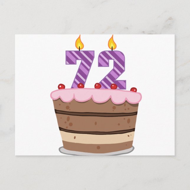 Age 72 on Birthday Cake Postcard (Front)