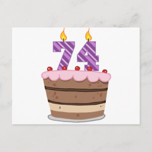 Age 74 on Birthday Cake Postcard