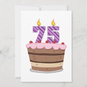 Age 75 on  Birthday Cake Card