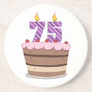 Age 75 on Birthday Cake Coaster