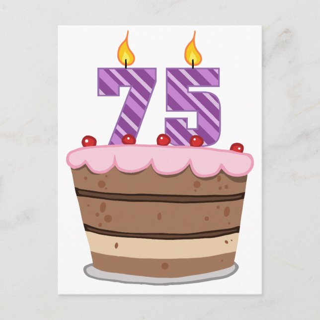 Age 75 on  Birthday Cake Postcard (Front)