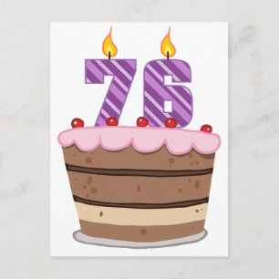 Age 76 on Birthday Cake Postcard