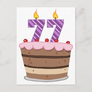 Age 77 on Birthday Cake Postcard