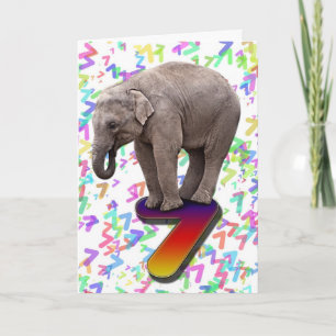 Age 7, a happy elephants birthday card